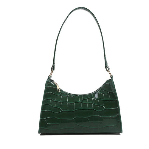 Crocodile Embossed Shoulder Bag