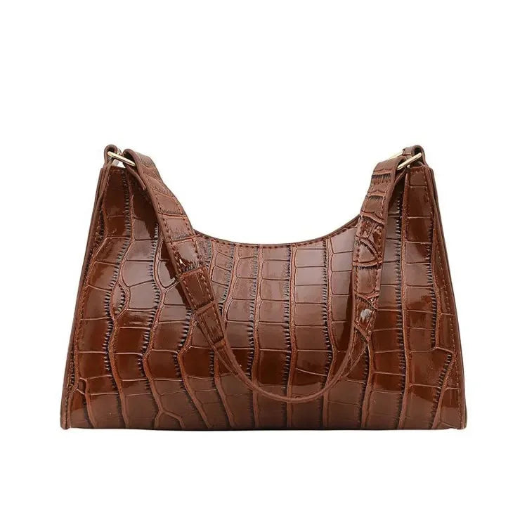Crocodile Embossed Shoulder Bag