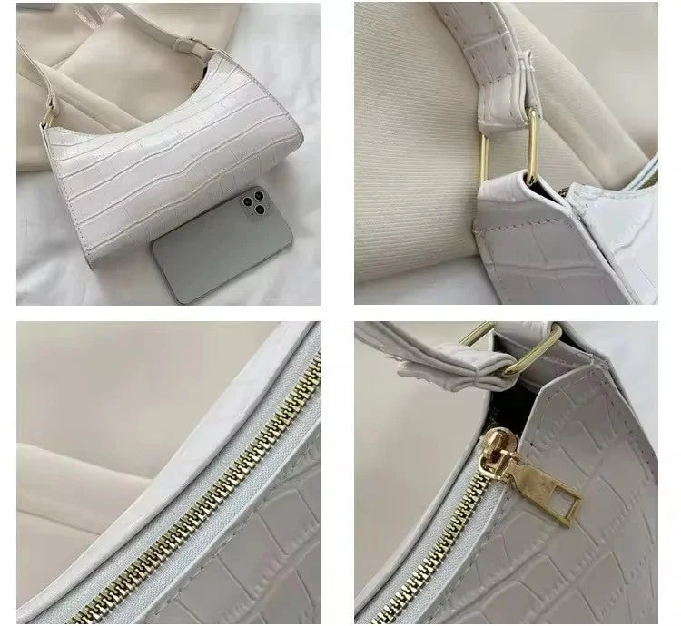 Crocodile Embossed Shoulder Bag